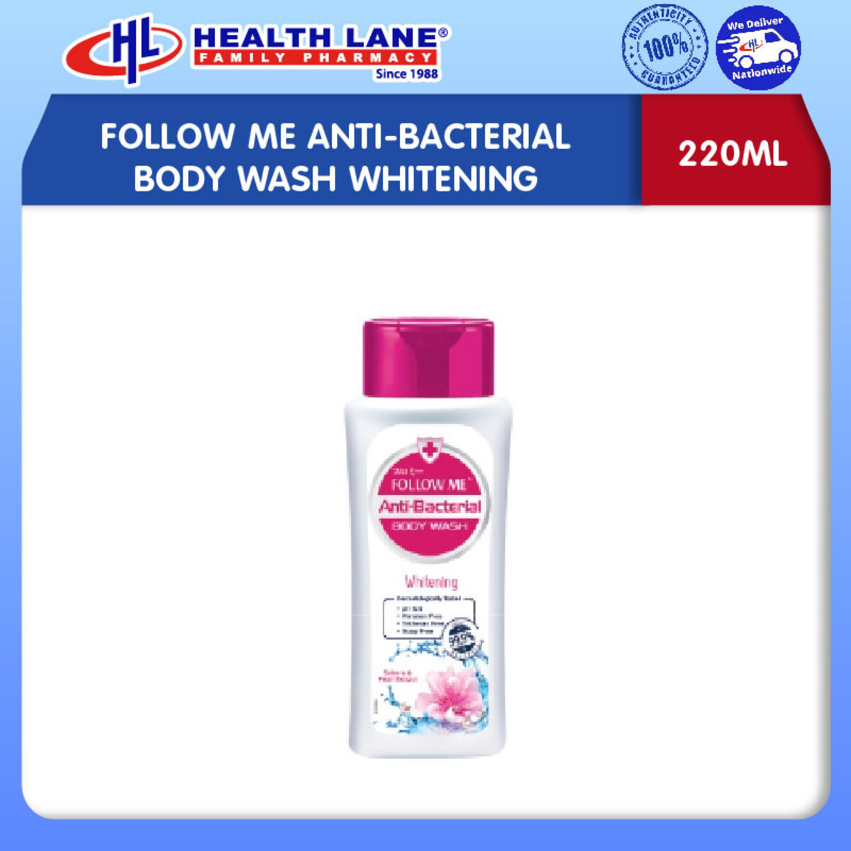 FOLLOW ME ANTI-BACTERIAL SABUN BADAN PEMUTIH (220ML)